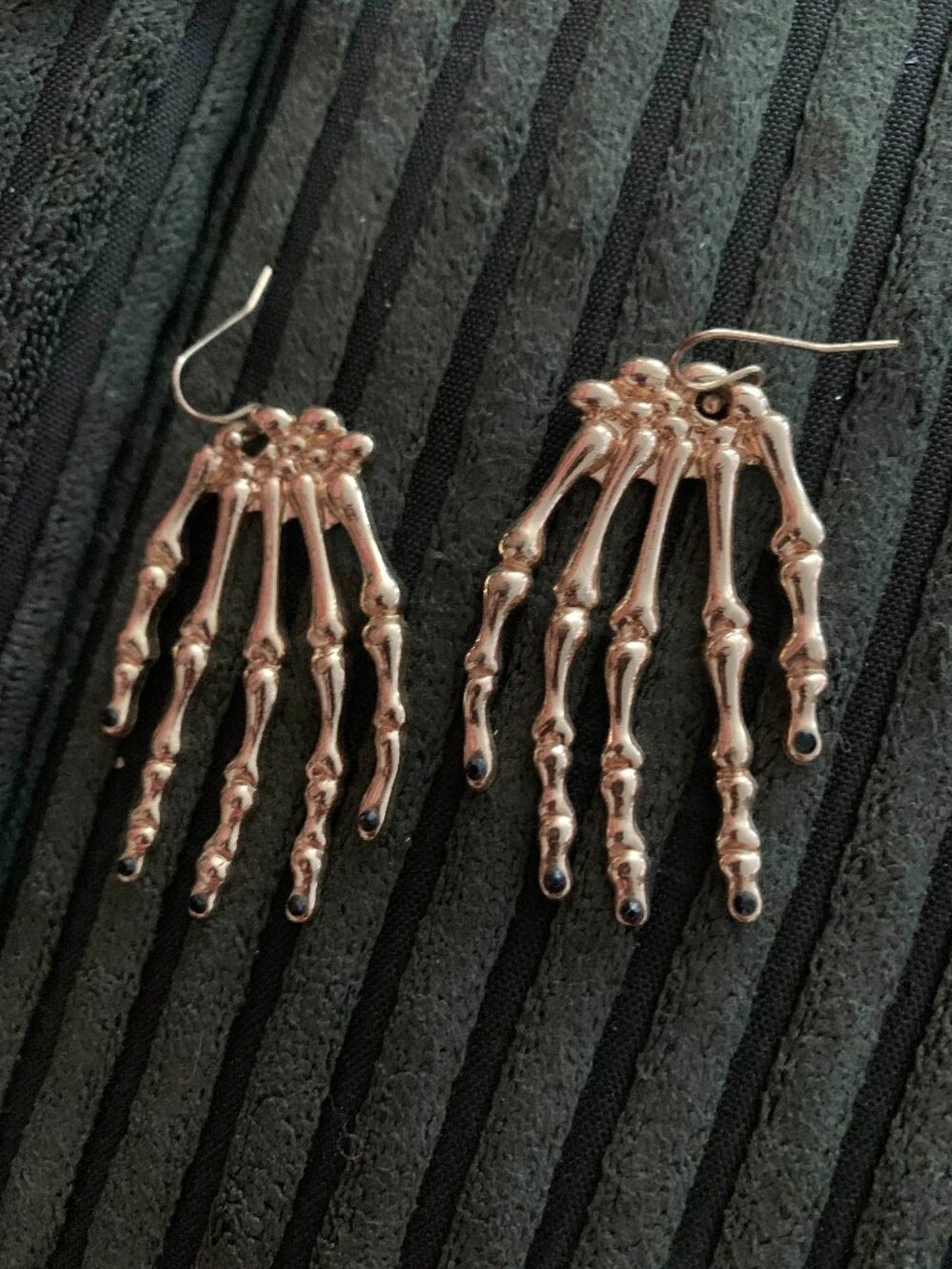 Gold Skeleton Hand Earrings